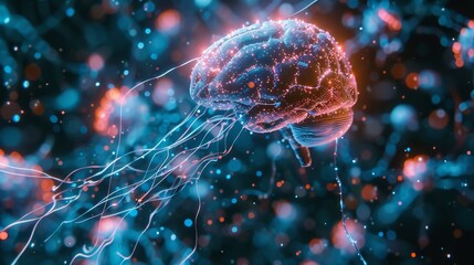 Poster - A digital neural network visualizes an AI brain, highlighting the complexity of artificial intelligence and machine learning systems.