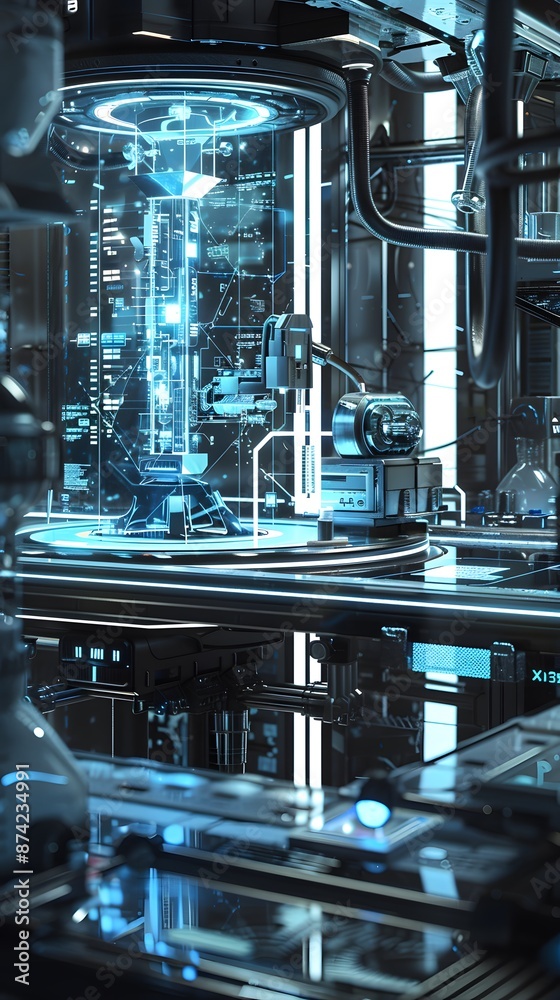 Realism of A futuristic lab with advanced diagnostic equipment and AI ...