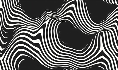 Poster - 
Black and white background with diagonal wavy lines for design, vector illustration. Abstract simple pattern with wavy line in the style of retro.