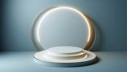 Aufkleber - Empty minimalist podium for product display with circular light