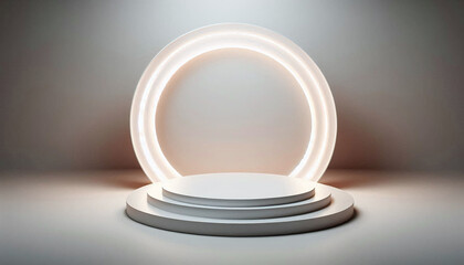 Aufkleber - Empty minimalist podium for product display with circular light