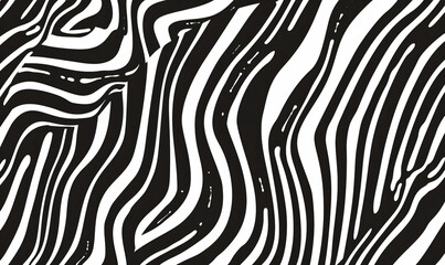 Poster - 
Black and white background with diagonal wavy lines for design, vector illustration. Abstract simple pattern with wavy line in the style of retro.