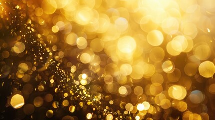 Golden shiny bokeh banner abstract background for Christmas