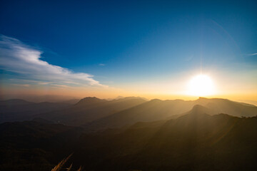 Evening light before the sun sets.