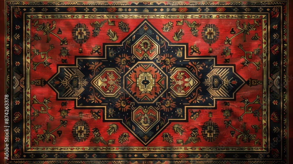 Turkish Rugs Background Turkish carpet motif wall background, top view, full shot, high ...