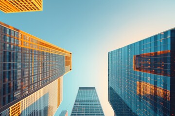 Wall Mural - looking up at skyscrapers