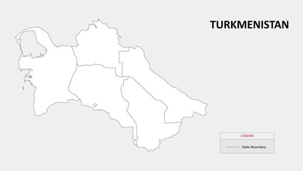 Naklejka na meble Turkmenistan Map. State map of Turkmenistan. Administrative map of Turkmenistan with States names in outline.