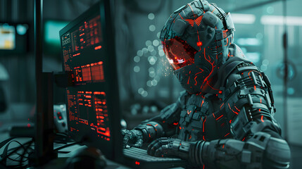 Poster - Security Patch Armor, computer security with an image showing a computer covered in armor-like patches, design
