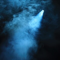 Poster - A narrow blue spotlight projecting through dense smoke, producing a captivating and enigmatic visual effect. 