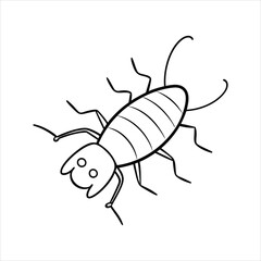 Wall Mural - Cartoon dead cockroach vector line art