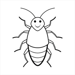 Wall Mural - Cartoon dead cockroach vector line art