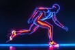 © Ai Stock Lab - A stylized, glowing figure of a runner in motion against a dark background.