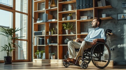 Wall Mural - The Man in Wheelchair Office