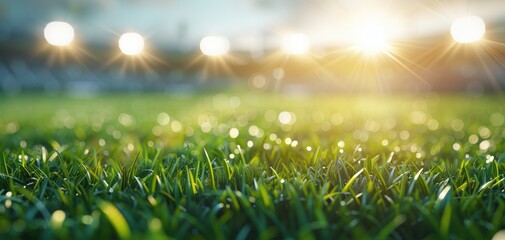 Wall Mural - A field of grass with a bright sun shining on it