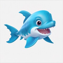 Sticker - shark cartoon isolated on white