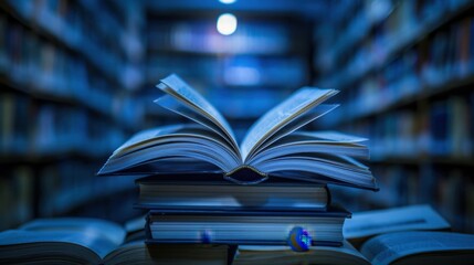 Poster - The open book in library
