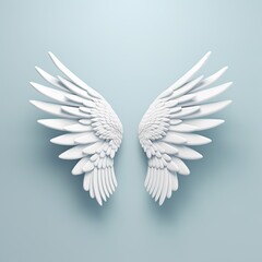 Poster - white wings on blue background