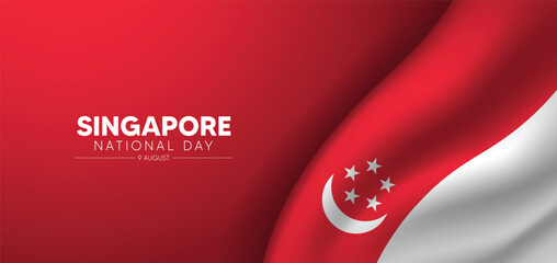 singapore national day 9 august waving flag vector poster