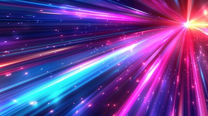 Poster - colorful light streaks radiate from the center of the image, creating a dynamic and abstract backgro