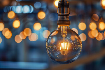 Sticker - A light bulb is lit up and is reflected in the glass