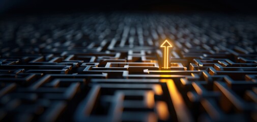 Fototapete - A maze with a single arrow pointing to the right