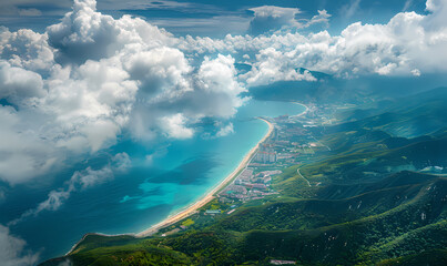 Sticker - view of the sea and mountains