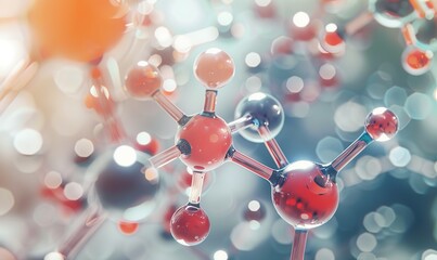 A collection of shiny, colorful molecules with a twinkling background and blur effect