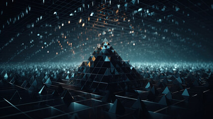Poster - Abstract background with structure of neon triangles and technology style.
