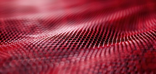 Poster - A close up of a red fabric with a mesh pattern