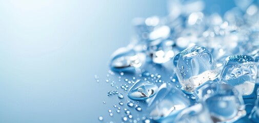 Poster - A blue background with ice cubes on it