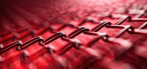Poster - A close up of a red chain with a red background