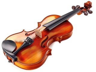 A classic violin, musical instrument, detailed illustration, mahogany tones, isolated on white background