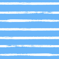 Aufkleber - Vector stripes pattern. Seamless blue and white brush stroke background. Striped print with distress texture. Painted ornament for kids. Childish design