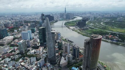 Canvas Print - Aerial view of Ho Chi Minh city or Saigon, in Vietnam