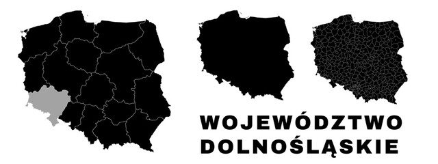 Sticker - Lower Silesian map, Polish state. Poland administrative provinces, boroughs, and municipalities.