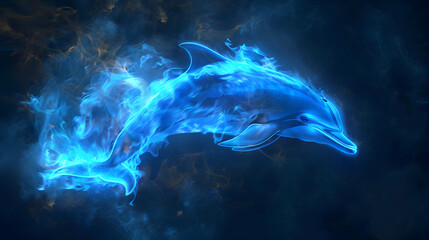 blue dolphin and blue fire wallpaper