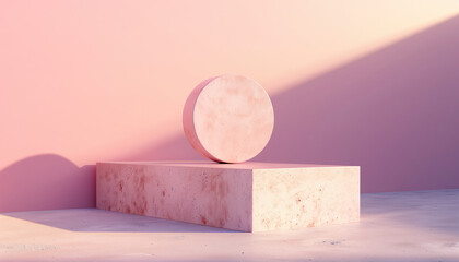 Poster - Minimal Cosmetic Square Stand On Pastel Background In 3d Rendering - A Simple And Clean Design For Visual Presentation.