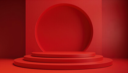 Poster - 3d Rendering Design Of A Person Standing In Front Of A Red Backdrop Background. Eye-Catching And Visually Striking Display. Perfect For Creative Projects.