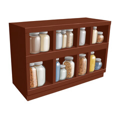 Poster - Inside the cabinet there are neatly stacked jars and boxes of different sizes showcasing its ample storage space..