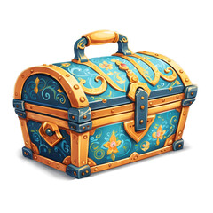 Fototapete - An adorable treasure chest for kids adorned with whimsical patterns and a handle for easy carrying..