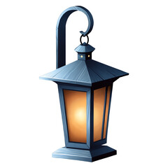 Poster - A rustic lantern made of wood and metal complete with a swinging door and a hook for hanging on a tree branch..