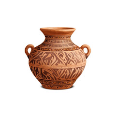 Fototapete - A traditional handcrafted vessel made of clay adorned with delicate painted patterns and a textured uneven texture on its surface..