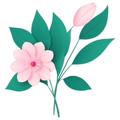 Poster - An artificial flower with soft pink petals and a stem wrapped in green paper..