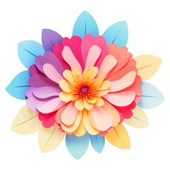 Fototapete - A multicolored artificial flower with layers of ruffled petals resembling a vibrant sunset..
