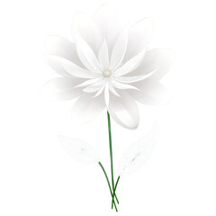 Fototapete - A delicate white artificial flower with long narrow petals and a silver glitter center..