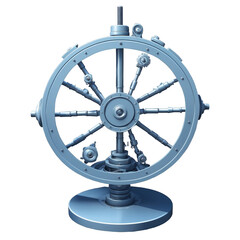 Fototapete - A complex device made up of many components including a heavy metal base a tall stand with multiple arms and a large circular wheel..