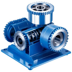 Poster - A sy industriallooking contion with large pistons and gears inside. It has a long narrow platform where products are p and a thin transparent sheet covering the top to protect the.