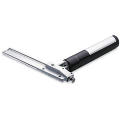 Fototapete - A utilitarian machine made of steel and aluminum featuring a cylindrical body and a long handle on the side. Its surface is accented with black and silver..