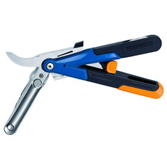 Fototapete - A handheld mechanical object with a handle that allows for easy grasping and a compact rectangular head containing a gear wheel. The head can be adjusted to rotate in either.