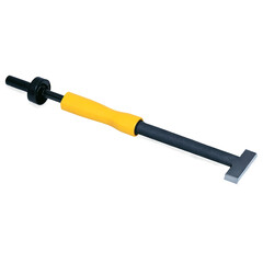 Poster - A compact ting tool consisting of a metal wheel attached to a handle. The wheel can be rotated by hand to score and through pipes. The handle is made of a soft material for.